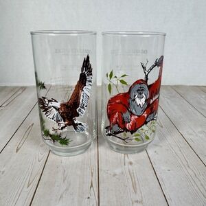 Vintage Burger Chef 1978 Endangered Species Collector Series Glasses Set‎ of 2